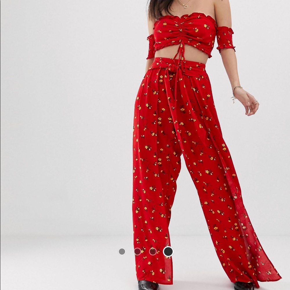 Kiss The Sky split leg pants floral two piece size M